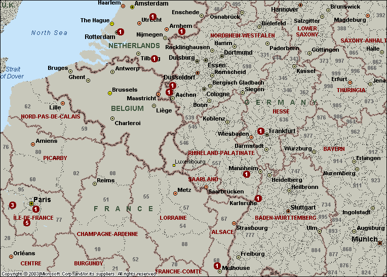 COZY Mailing List Member Distribution - Central Europe